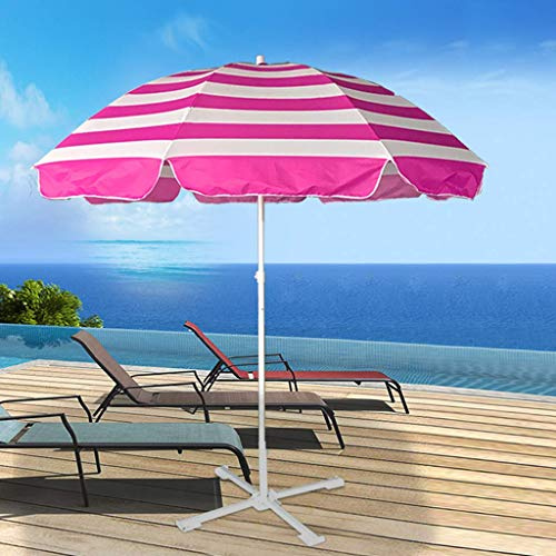 Plegado pies Parasol Portable Sun Paraguas Sol al Aire Libre Adecuado para Restaurante, Playa, césped, terraza, Piscina Patio Trasero, con 99% de protección (Rosa)