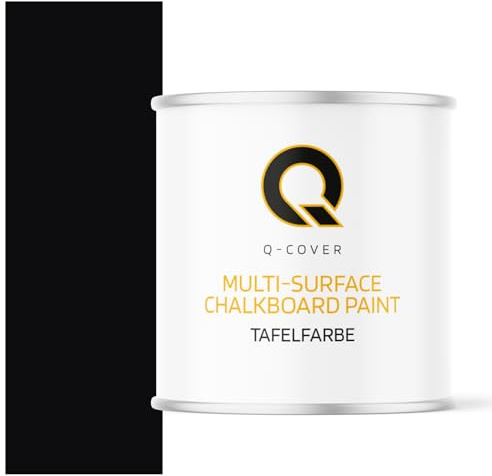 Q-COVER Vernice lavagna 2,5 L Opaca - Nero intenso RAL 9005 - Pittura per lavagna a base d'acqua per mobili, legno, pareti, metallo
