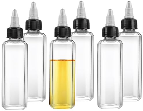 6 Stück Squeeze Flasche 100ml, Quetschflaschen, Ölspender Flaschen, Ölflasche, Mehrzweck kleine Klare Squeeze Plastikflaschen Soßenflaschen mit Schraubdeckel für Flüssige Gewürze Sauce Öl Essig