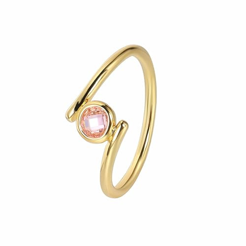 Wycian Bff Ringe Gold Ringe Frauen Wasserfest 14K Gold Au585 Morganit Solitär Größe 45 (14.3) Klassisch für Tante Geburtstag Personalisiert