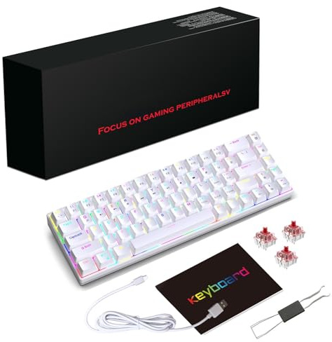 CHEOTIME Clavier mécanique 68 Touches, Clavier de Jeu USB C Filaire échangeable à Chaud avec 19 Modes rétroéclairés RVB pour PC, Ordinateur Portable, Bureau (Blanc)