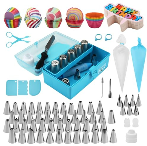 Cake Decorating Tools Supplies Kit: 284pcs Baking Accessories with Storage Case - Piping Bags and Icing Tips Set - Cupcake Cookie Frosting Fondant Bakery Set for Adults Beginners or Professional