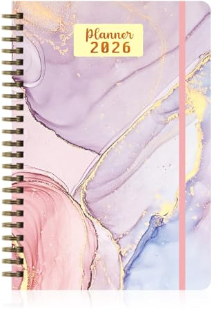 Vfrdsa 2026 Planner Diary Pink - Durable Twin Wire Binding Hard Cover 2026 A5 Diary & Organiser Week to View & Month to View for UK Daily Planning, Office Scheduling & Personal Journaling