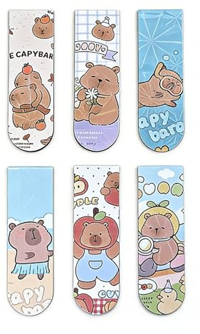 Magnetische Lesezeichen,6 Stück Capybara Magnetische Seitenmarkierungen,Mitgebsel Kindergeburtstag Gastgeschenke Für Studenten Jungen Mädchen Buchliebhaber
