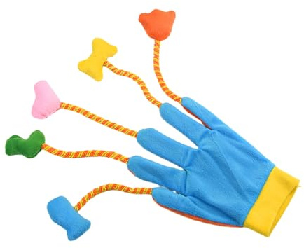 Interaktive Handschuhe für Katzen – Handschuhe für Katzenspielzeug, Teaser aus Plüsch, 5-Finger-Spielzeug mit Glöckchen für Indoor-Katzen, Training, Spiel und Bereicherungsaktivitäten zu Hause