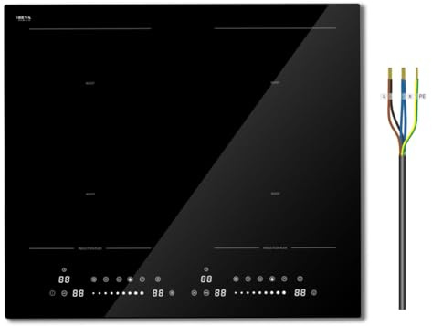 Starcharts 4-Zone Induction Hob, Built-in 4 Burners, Flex Zone + Boost, Slider Touch, Pause, 14 Power Levels, Child Lock, 99-Min Timer, Always-on, Secondary Menu, ECO Mode, Easy-Clean ILVA Glass