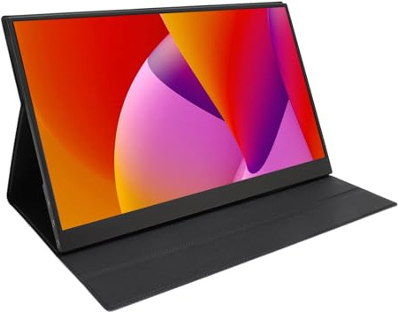 SUNGOOYUE Monitor Portátil de 15,6 Pulgadas, Pantalla Externa IPS de 1920x1080P con Diseño Ultrafino y Funda de Piel Sintética, para Ordenador Portátil, Switch, PC, Juegos, Negocios