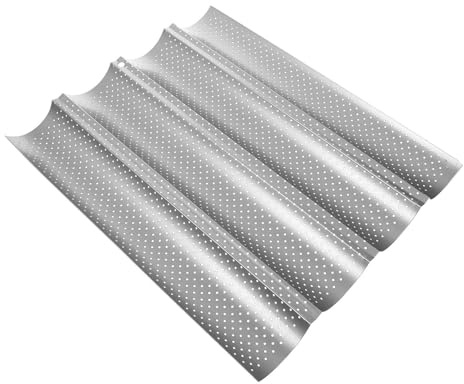 LAPYAPPE Teglia da Forno Antiaderente per Pane Francese 4 Slot, Vassoio per Baguette Superficie Liscia, Strumento la Cottura Domestica e Professionale, Facile da Pulire, Uso in Cucina