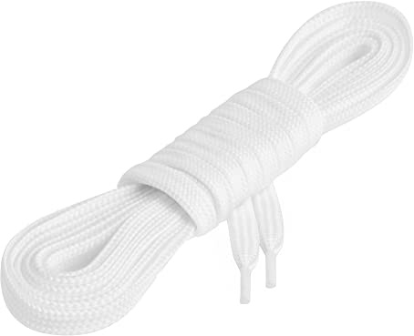 Ladeheid Kvalitetsskosnören LAKO1001, Platta Skosnören för Arbetsskor och Sportskor100% Polyester, # ca. 7 mm Breit, 18 Farben, 60-200 cm Länge (Vit902, 120 cm / # 7 mm)
