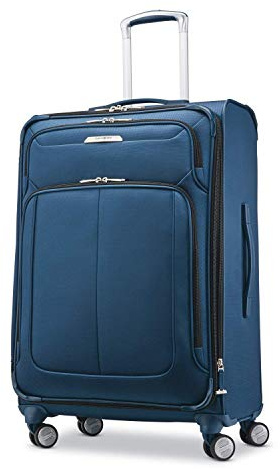 Samsonite Solyte DLX Softside Expandable Luggage with Spinner Wheels, Mediterranean Blue, Checked-Medium 25-Inch