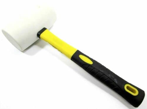 Unibos | White Rubber Mallet (32oz) | Professional | Fibreglass Shaft | Non Marking | Quality Ergonomic Handle | for Paving Slabs, Bricklaying, Securing Tent Pegs