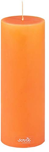 Sovie CANDLES Stumpenkerzen in ORANGE Ø 7 cm x H 20 cm, 6 Stück, ca. 104 Std Brenndauer pro Kerze, duftfrei, hochwertige Paraffin Qualitätskerzen, Flachkopf