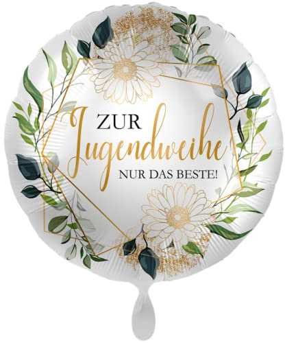 1 Folienballon Zur Jugendweihe nur das Beste weiß bunt Daisys ca 43 cm ungefüllt Ballongas geeignet