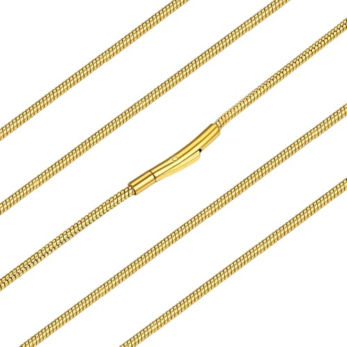 ChainsHouse ormhalsband för kvinnor män, rostfritt stål tunn kedja fiskben för hänge, silver/guldpläterad/svart/roséguld smycken, 1 mm 2 mm, 55cm, Guldpläterad