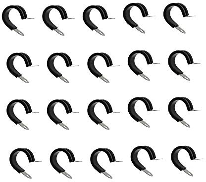 304 Edelstahl R-Type Kabel Gummi gepolsterte isolierte Klemme Schlauchschelle Rohrschelle Drahtschnur Leitungsclip Durchmesser 20 mm 20 Stück