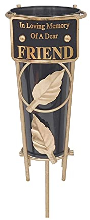 Grave Vases with Spike Grave Ornaments - Memorial Plaques/Black Vases Flower Holders with Personalised Quotes; Metal Spikes Grave Decorations in Loving Memory of your Loved Ones (Friend)