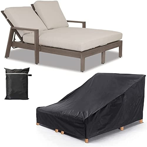 UCARE Patio Double Wide Chaise Lounge Cover 82 Waterproof，Windproof，Anti-UV Heavy Duty Rip Proof 420D Oxford Fabric Outdoor Reclining Garden Chair Cover All Weather Protection