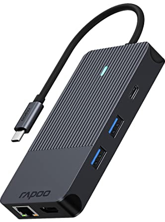Rapoo UsB-C Multiport Adapter 10-IN-1, | Tarjeta SD y Micro-SD y USB-A a USB-C, con Modo Multi-Stream, UCM-2005