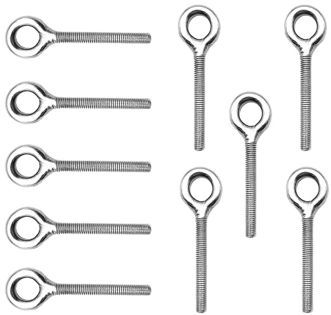 YDHfdc 10 Piezas M6 Perno de Anillo Pernos de ojo de acero inoxidable Cáncamo de vástago largo Adecuado Para Fijar y Colgar Artículos