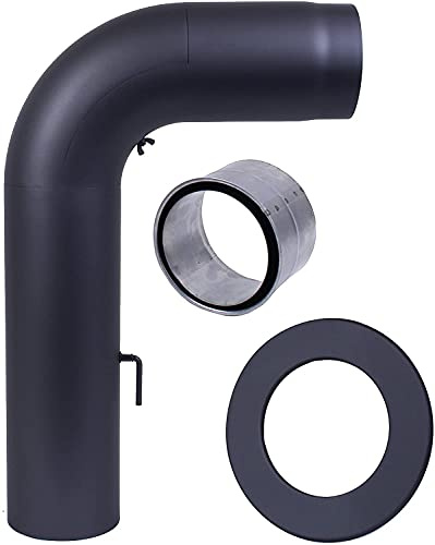 Ofenrohr Fullform Bogenrohrset Ø150mm schwarz dreiteilig mit Wandfutter und Rosette AdoroSol Vertriebs GmbH