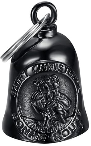 BOBIJOO Jewelry - Fortunato moto campana San Cristoforo Buona strada in acciaio inox nero titanio