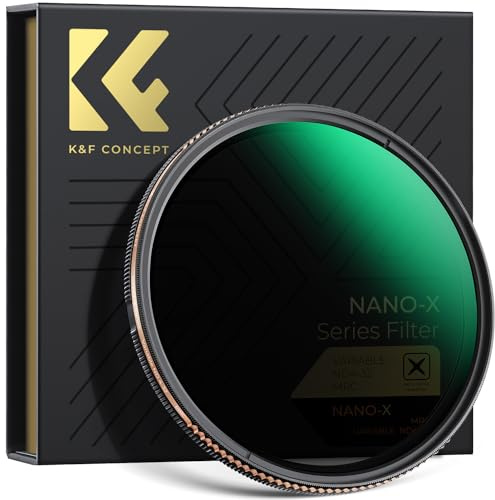 K&F CONCEPT Filtre ND4-ND32 Ø72mm 2-5 Stops sans Croix Noir ND Variable | HD,Nano-revêtement de 28 Couches,Étanche,Verre optique,Résistant à l’huile et aux rayure,Cadre CNC Antidérapant,FN715