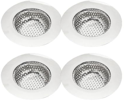 couponhub Lot de 4 passoires d'évier de cuisine, 11,4 cm de large, en acier inoxydable, durables et argentés, pour cuisine, salle de bain, gadgets de maison