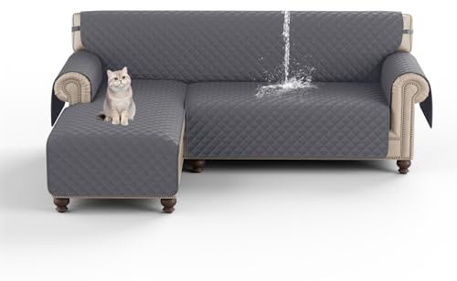 HonunG Sofa Covers Waterproof,Corner Sofa Bed Cover Reversible 3 Seater,Sofa Slipcovers L Shape Sofa Protector for Pets Furniture Sofa Protector Couch Covers (Gray,M)
