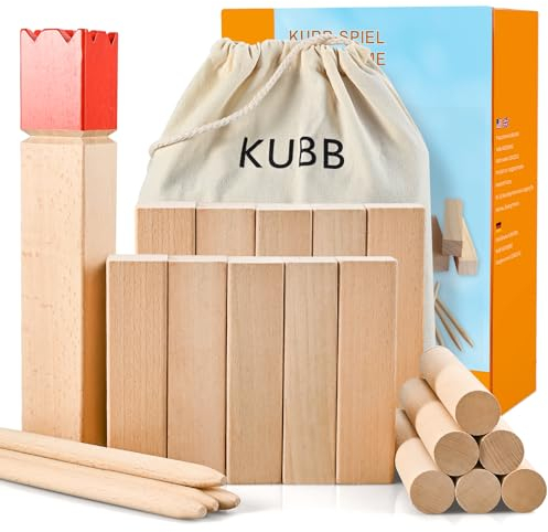 Kubb Yard Game Set mit Tragetasche, Yard Games Set Viking Schachspiele Wurfspiel Set, Outdoor Camping Strand Hof Hinterhof Rasen Spiele für Erwachsene und Familie (Klein)
