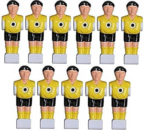 11 Kickerfiguren gelb-schwarz für 16 mm Stangen mit Schrauben und Muttern