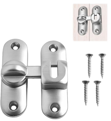 Verrou de Porte Coulissante,Loquet de Porte de Verrouillage Coulissante,90/180 Verrou Serrure de Porte,90°Loquet de crochet a porte bascule,Verrou de Porte pour Portes Coulissantes 90/180 Degrés