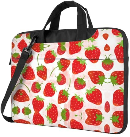 Sac à bandoulière pour ordinateur portable Motif fraises, Noir , 13 inch