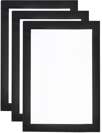 QUARKZMAN 3Pcs Support de Panneau Mural Magnétique Auto-Adhésif, Cadre Magnétique pour Image 5x7 Affichage de Document Panneau de Fenêtre Montage Mural pour Maison Bureau, Noir