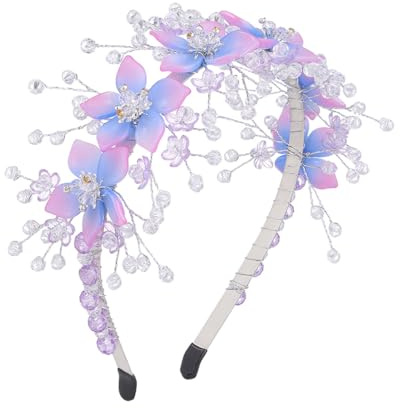 IYOU Haarreif Blumen Hochzeit Haarbänder Lila Glitzernd Kristall Kopfschmuck Geburtstag Braut Hochzeit Haarschmuck für Blumenmädchen