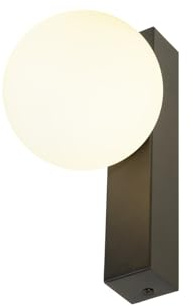 SLV SUN STREIGHT | Wandleuchte Innen, Wandlampe Glas, Kugel Lampe Rund, Dimmbare Badlampe, Badezimmer Lampe Wand, Vintage Innenleuchte, kombinierbar mit Glasschirm, 40W, G9