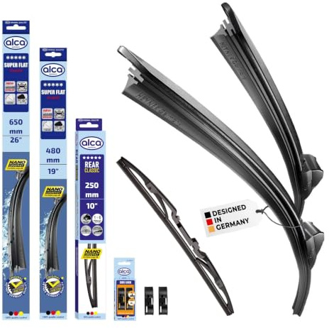 alca® Scheibenwischer Komplettset für FORD FOCUS C-MAX | 10.2003 - 03.2007, SUPER FLAT Flachbalkenwischer, extraflaches Design, Flexibel, Nanographitbeschichtung