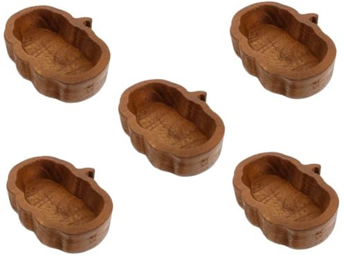 GRADENEVE 5St Kürbis-Holzschalen-Kompott Halloween-Servierschüssel Kürbiskäsebrett Kürbisförmige Schalen Bonbonschale Dessertteller Anzeige Dessertschale Holzschüssel zarter Futternapf Brown