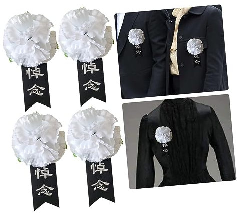 BESTYASH 50pezzi Corsage Di Mourning Raso Per Funerali Con Piccole Fiori Bianchi Accessori Per Cerimonie Funebri