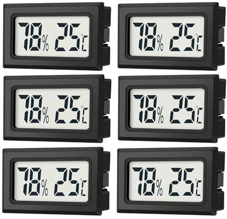 JEDEW Set of 6 Mini Digital Thermometer Hygrometer, Indoor Temperature and Humidity Meter for Indoor Greenhouse Humidifier Reptiles, Large LCD Screen Centigrade ℃ (6)