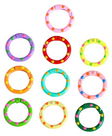 HOODANCOS 10pcs Metal Binder Ring Spring Clip Ring Versatile for Flashcards Notebook Keys Office Home School Organization