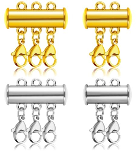 4-teilige Kettenverschluss-Sets, magnetische Kettenverschlüsse, Doppel- und Dreifachverschlüsse, Kettenverbinder für die Schmuckherstellung (Karabinerverschluss)
