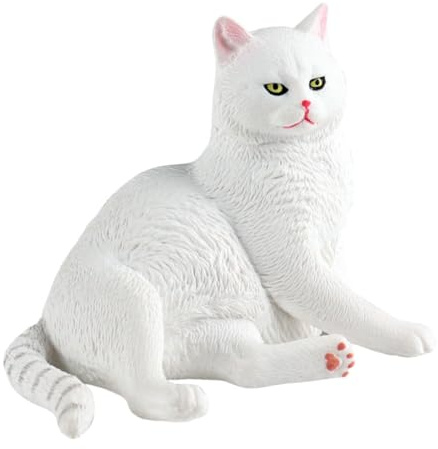 CIYODO Statuette de Chat Blanc en Plastique, Sculpture de Jardin Extérieure, Décoration Délicate pour Terrasse et Pelouse, Présent Créatif