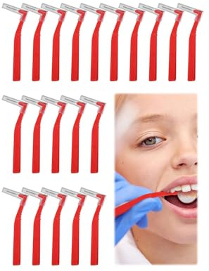 Rote Zahnbürsten für Tipis, 20 Stück, Interdentalbürsten, Rot, Interdentalbürste für Zahnzwischenräume und Zahnfleisch, kleine L-förmige Interdentale (1,2 mm)
