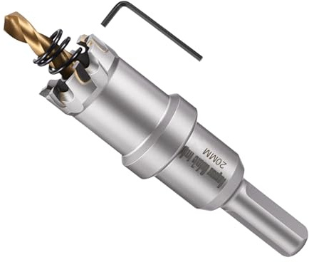 METALLIXITY Sierra perforadora de 20 mm (25/32), carburo de tungsteno resistente con broca central con resorte hexagonal, cortadores de agujeros para placas de metal gruesas de acero inoxidable