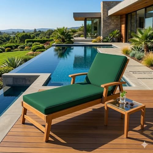 Cuscini in schiuma impermeabili per sdraio da giardino, sfoderabili, per sedie reclinabili, per interni, esterni, patio, cortile, spiaggia (verde)