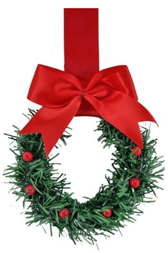 GXGM Ornamento ghirlanda natalizia finta da 13 cm, decorazione per Natale, ghirlanda di abete per porta d'ingresso（B）