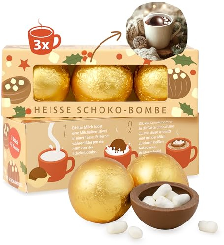 Schoko-Marshmallow Bomben – heiße Schokolade für Winter & Weihnachten, Schokoladenkugel mit Marshmallowfüllung, Geschenkidee für Kinder & Erwachsene