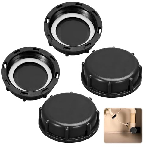 Guttering End Cap, 4PCS 60mm Blanking Cap, Sink Blanking Off Cap, Female Thread Plastic Pipe End Caps, Washing Machine Plumbing Fittings for Kitchen/Bath/Laundry Waste Pipes, Leak-Proof Drain Seal