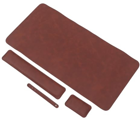IMIKEYA Ensemble Tapis de Souris et Clavier 70X35 CM Repose-Poignet Ergonomique en Cuir Synthétique Effet Fougueux Rouge Brun Tapis Souris Bureau Gaming pour Confort Main Clavier