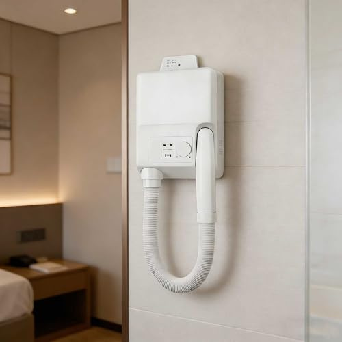 aromaoveite Secador De Pelo De Pared - Secador Corporal Y De Cabello, Alta Potencia De 800w, Resistente Al Agua Ipx4, con Toma USB, Adecuado para Hoteles, Gimnasios Y Spas (Perilla Ajustable).